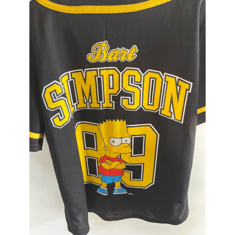 The Simpsons Bart Simpson Baseball Jersey Black Yellow Mesh Shirt Kids 10/12 89 - Picture 7 of 7